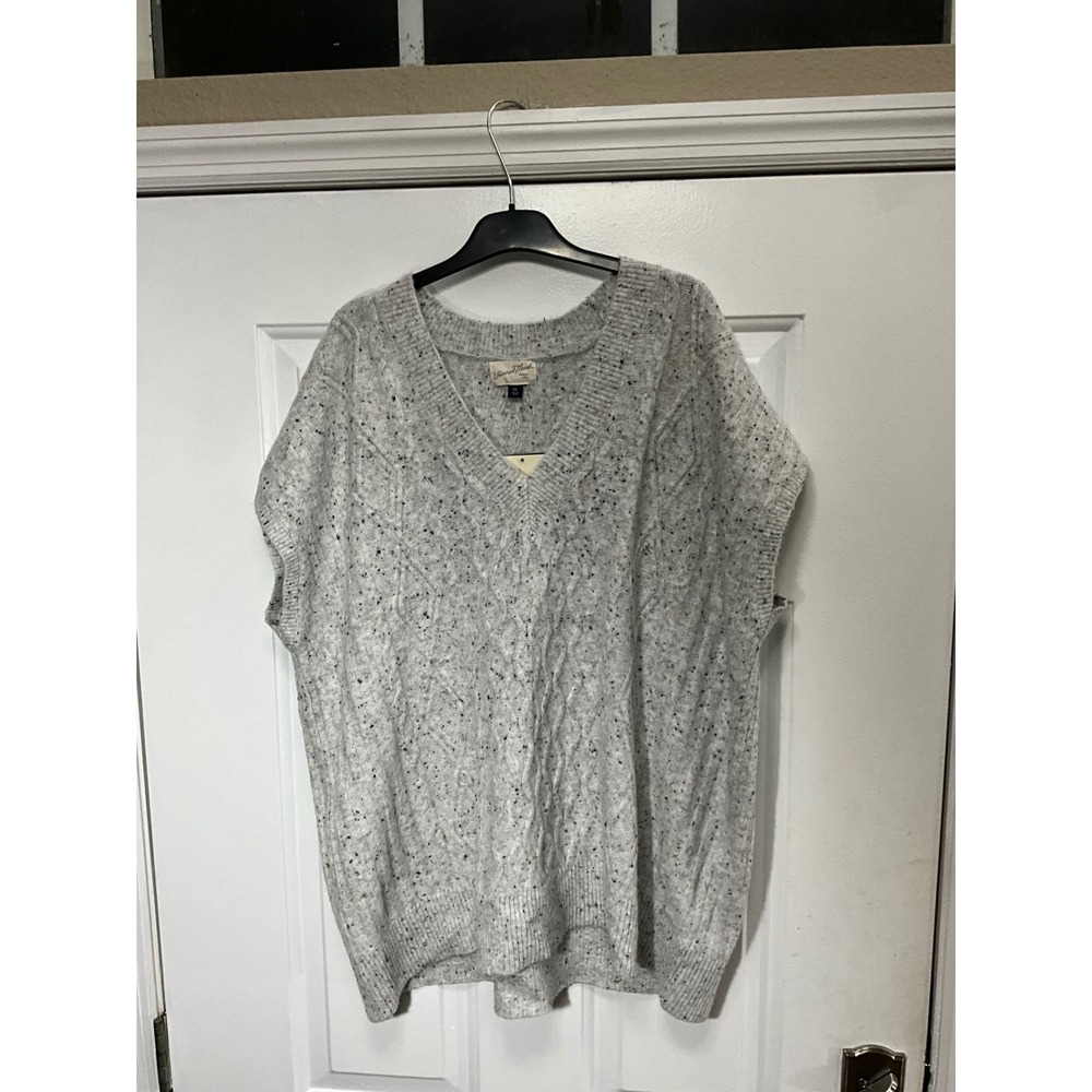 Universal Thread Womens Gray Flecked Cable Knit V-Neck Sweater Vest XXL NWT